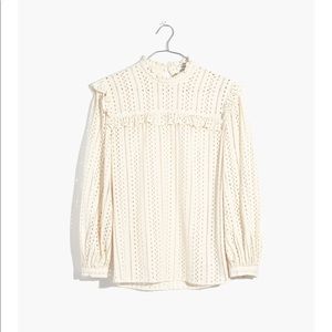 Madewell - Eyelet Mockneck Ruffle Top